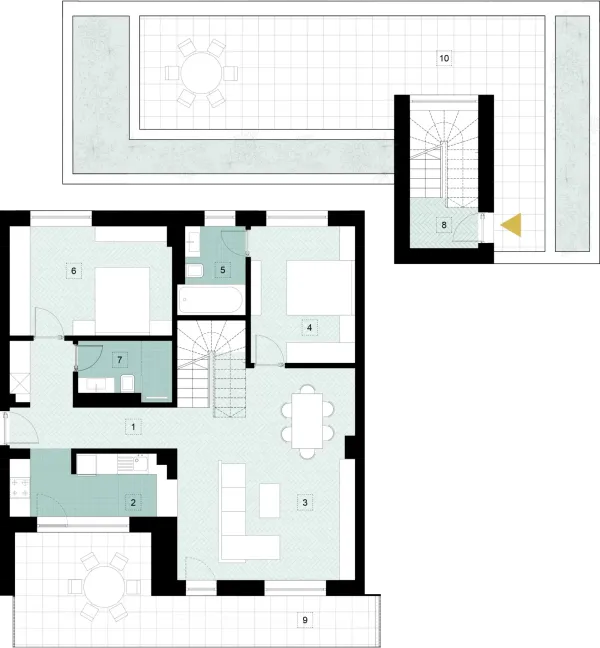 Plan apartamente 3 camere The Corner Dragoș Vodă