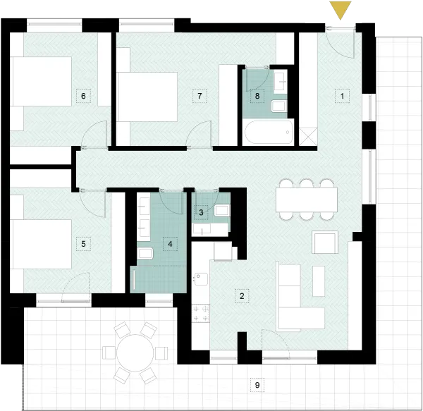 Plan apartamente 4 camere The Corner Dragoș Vodă